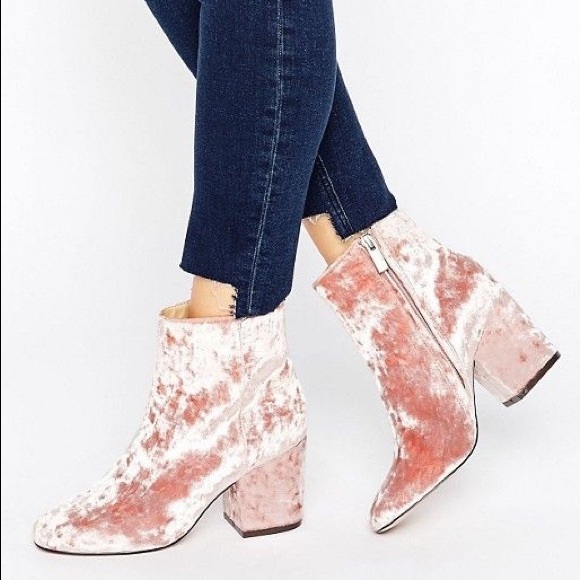 blush velvet booties